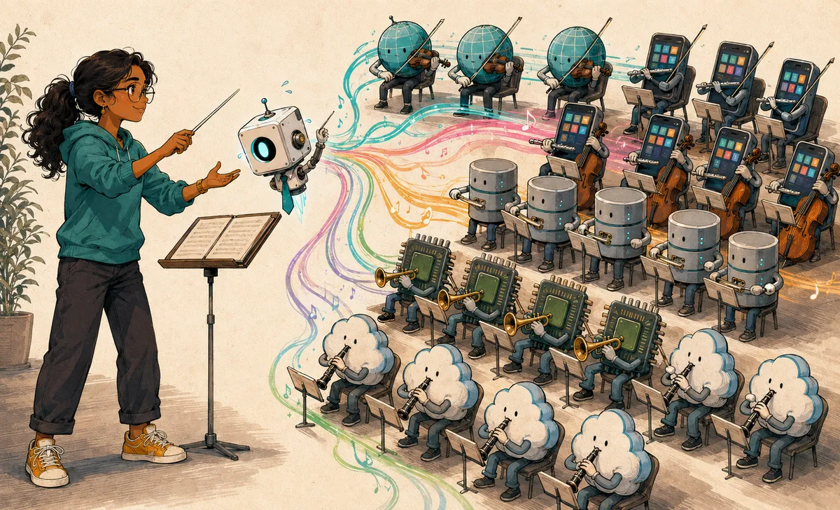 Mira conducting an orchestra of specialised platforms through one human interface